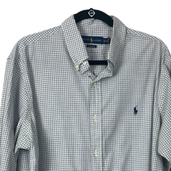 Ralph Lauren Men’s Shirt Collared Button Down Classic Fit Gray Plaid XL 17.5 - Picture 3 of 7